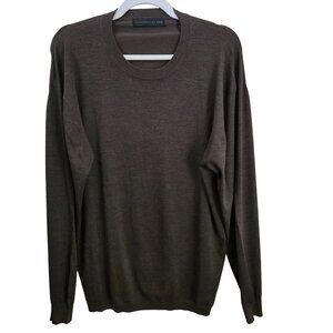 Metropolitan View Dark Brown Silk Blend Lightweight Crewneck Sweater Size L